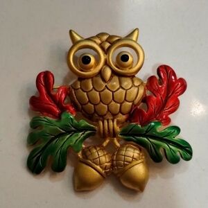 TARA Owl Statement Jewelry Brooch Signed signed TARA Vintage